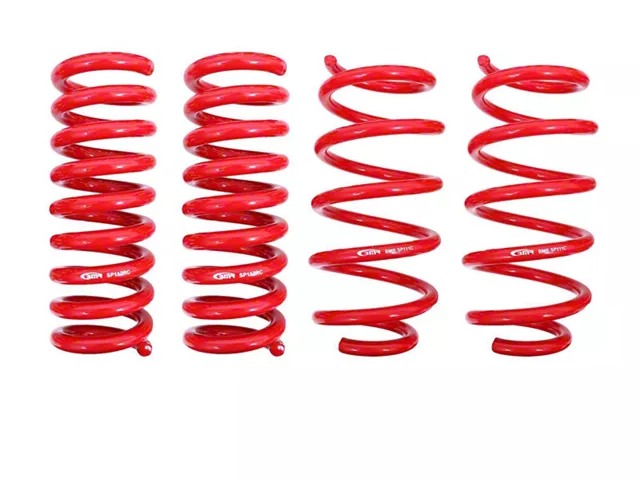 BMR Front and Rear Lowering Springs; Performance Version; Red