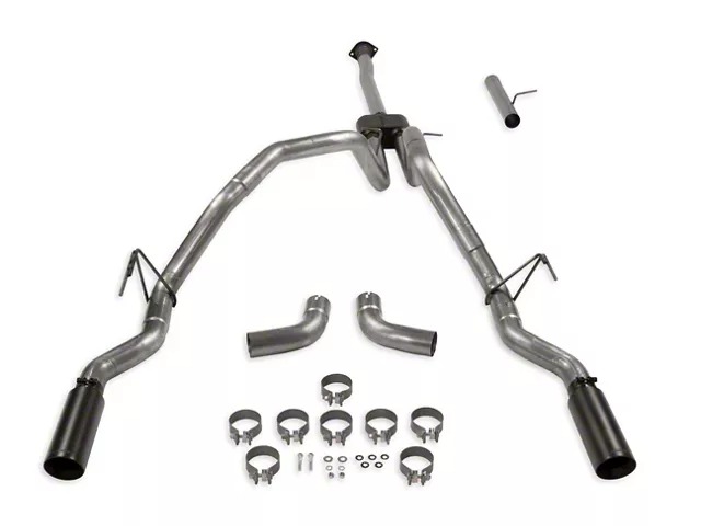 Flowmaster Outlaw Dual Exhaust System with Black Tips; Side/Rear Exit